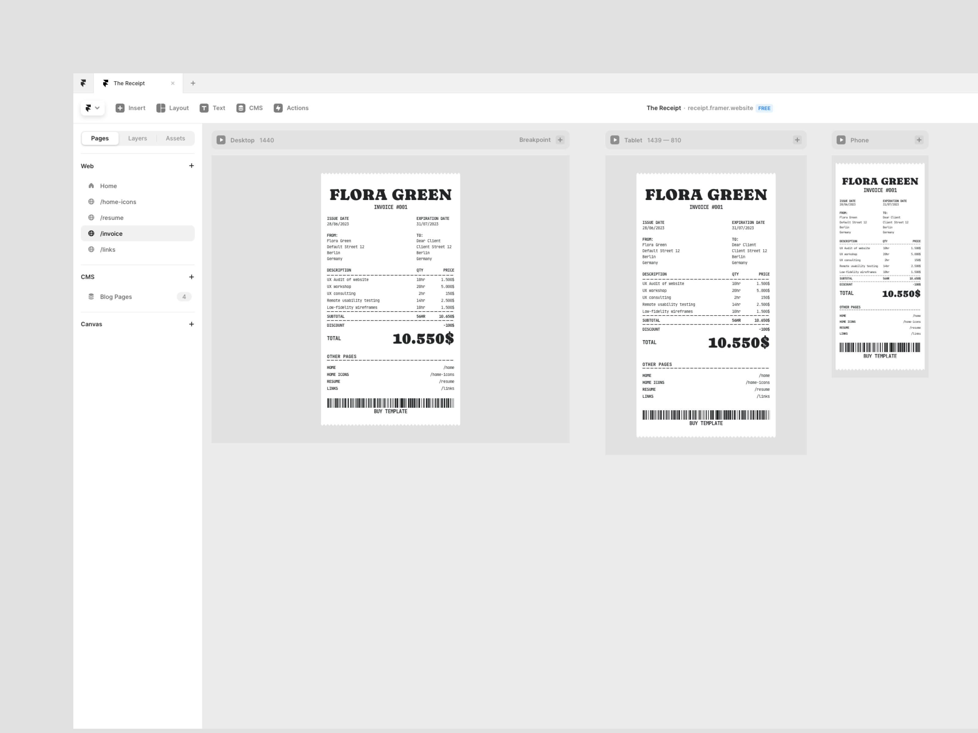 Média Réception - modèle de portefeuille minimal 4