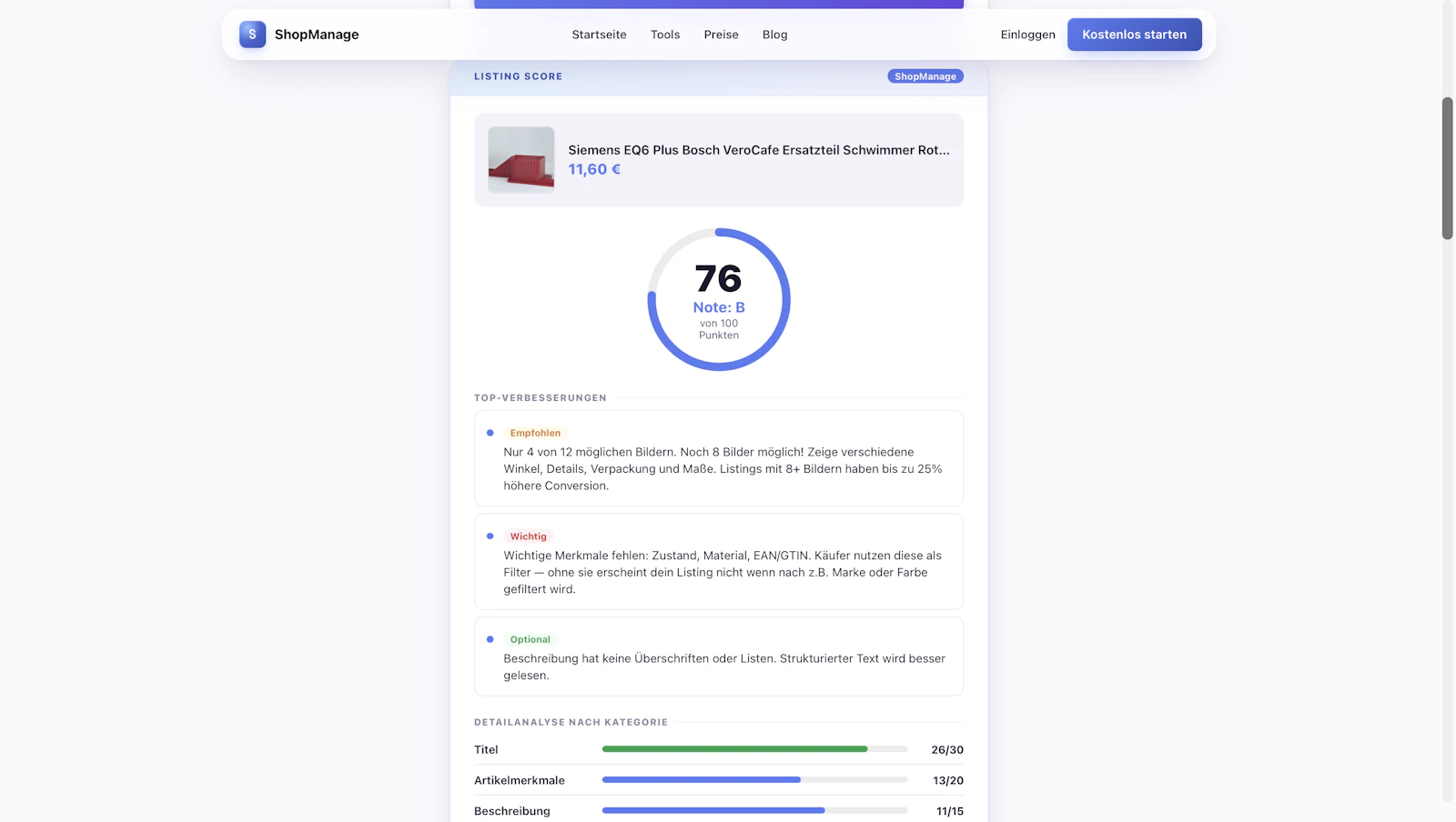ShopManage Listing Score              screenshot 2