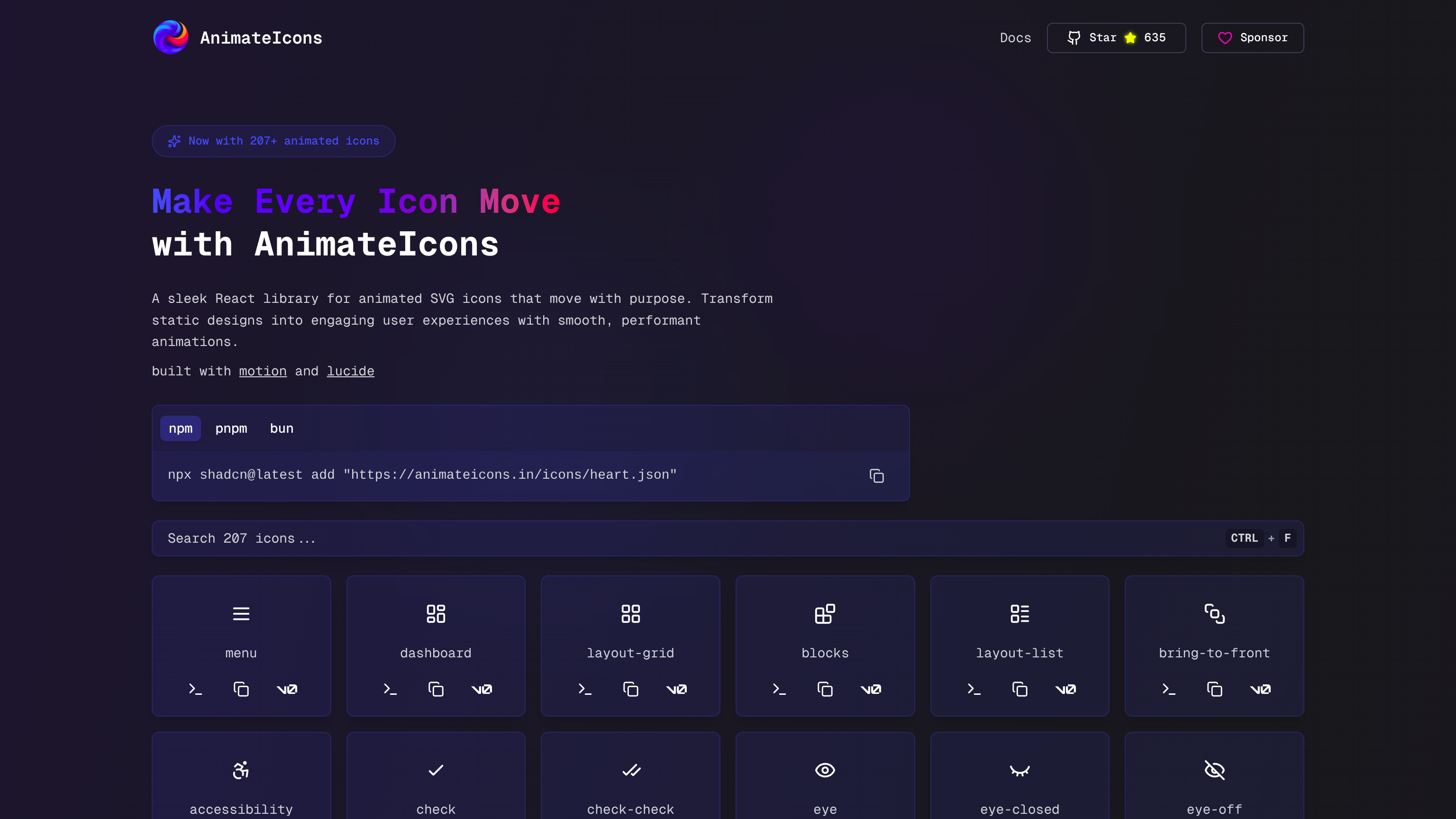 AnimateIcons - Main product screenshot demonstrating key features and user interface