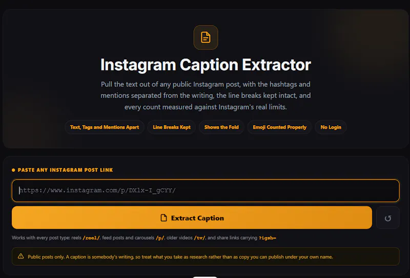 Instagram Caption Extractor screenshot 2