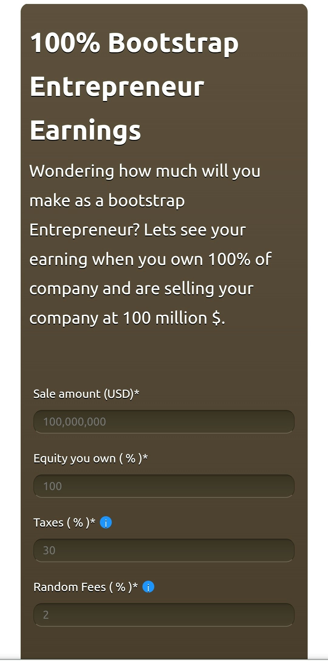 Company Buyout Calculator gallery image