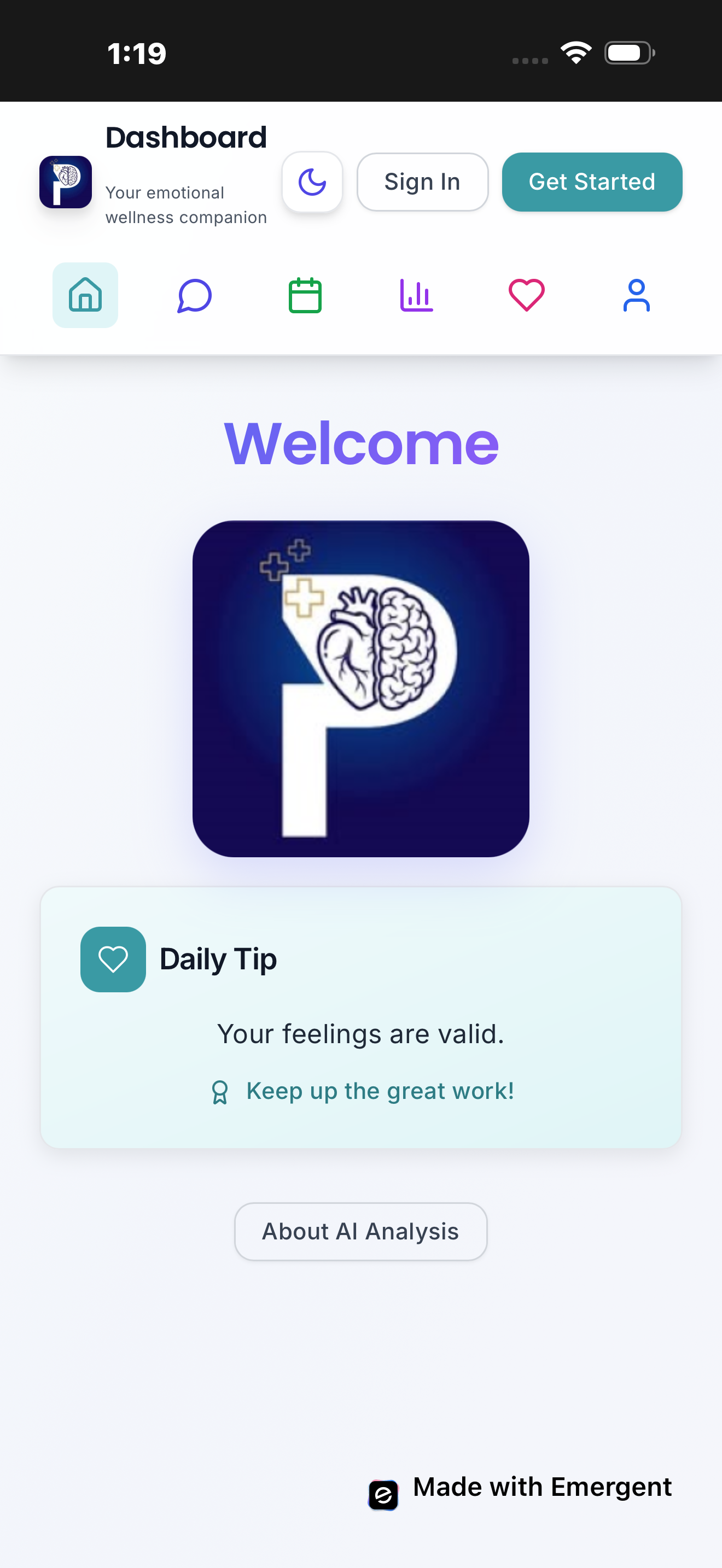 PsychPal - Main product screenshot demonstrating key features and user interface
