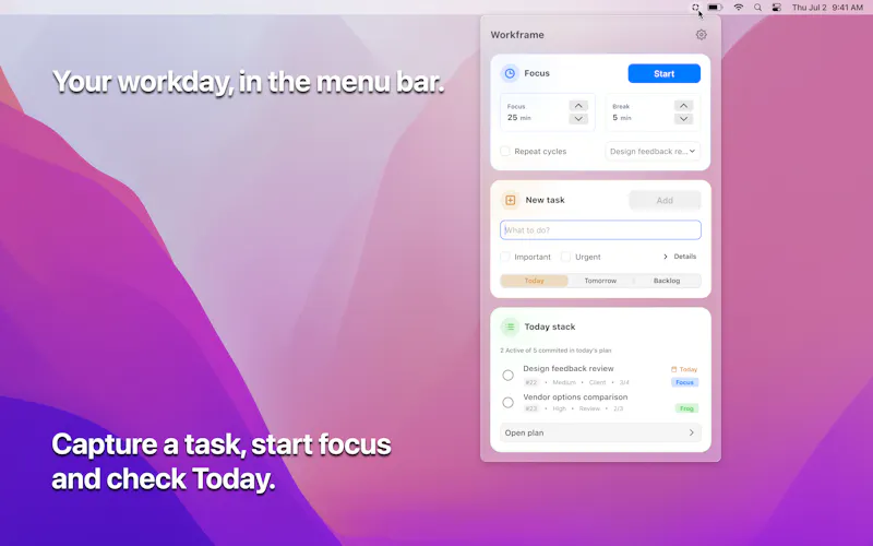 Workframe screenshot 2