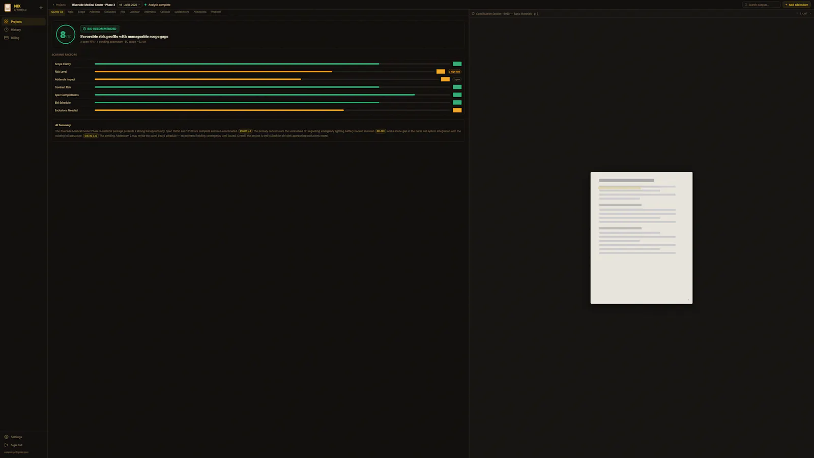 NIX, Bid Intelligence for Subcontractors screenshot 4