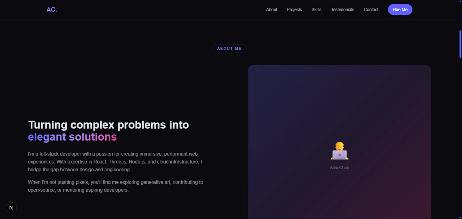 3D Portfolio — WebGL Template screenshot 2
