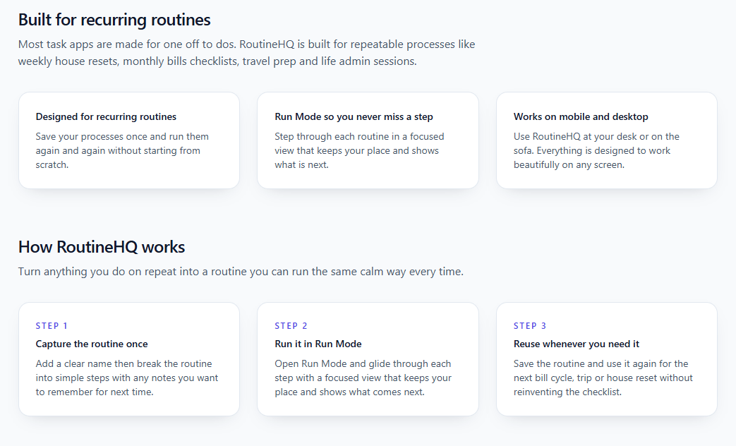 RoutineHQ – Recurring Routine Checklists - Screenshot 5 showing product features and functionality