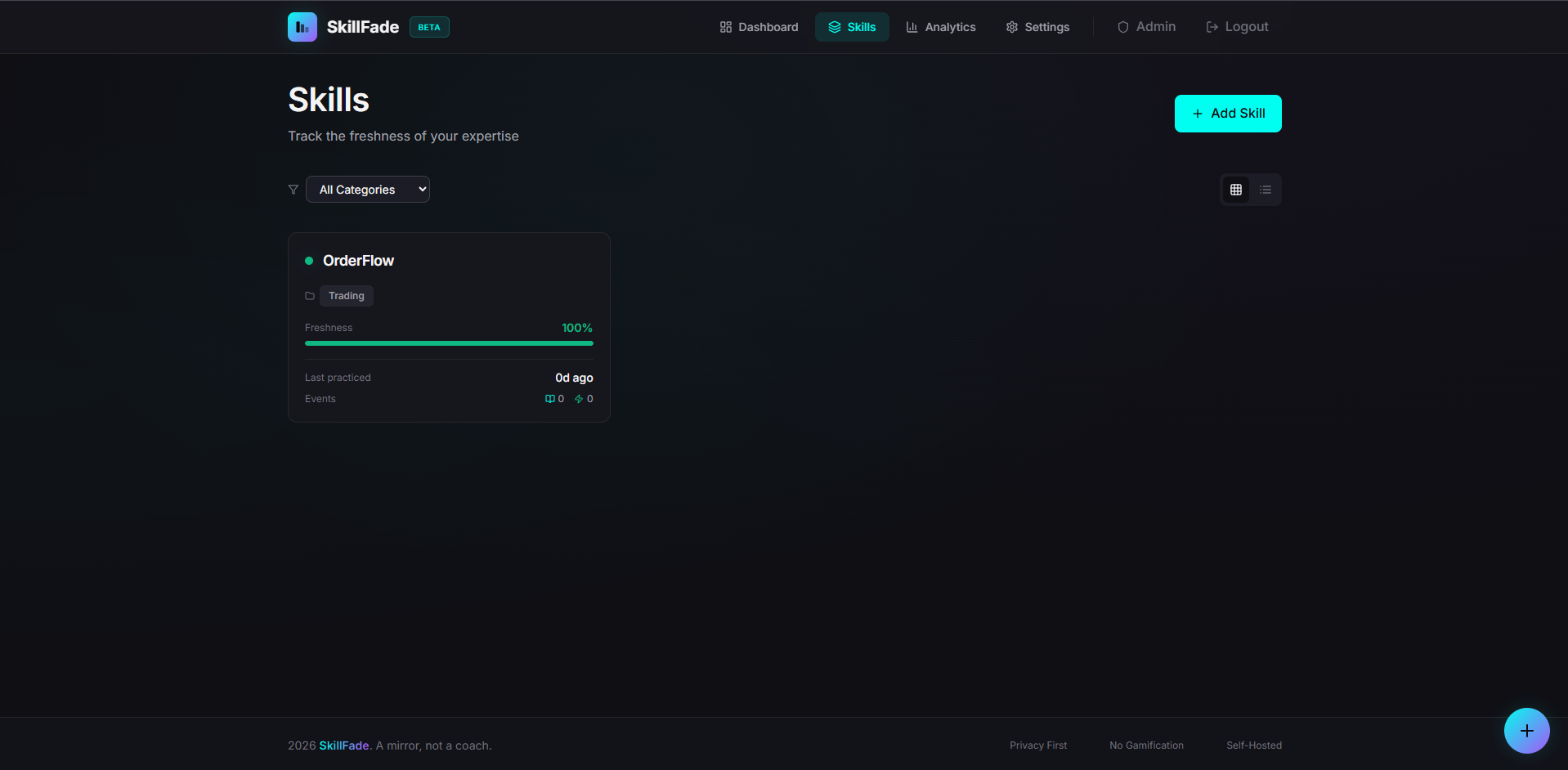 SkillFade - Screenshot 2 showing product features and functionality
