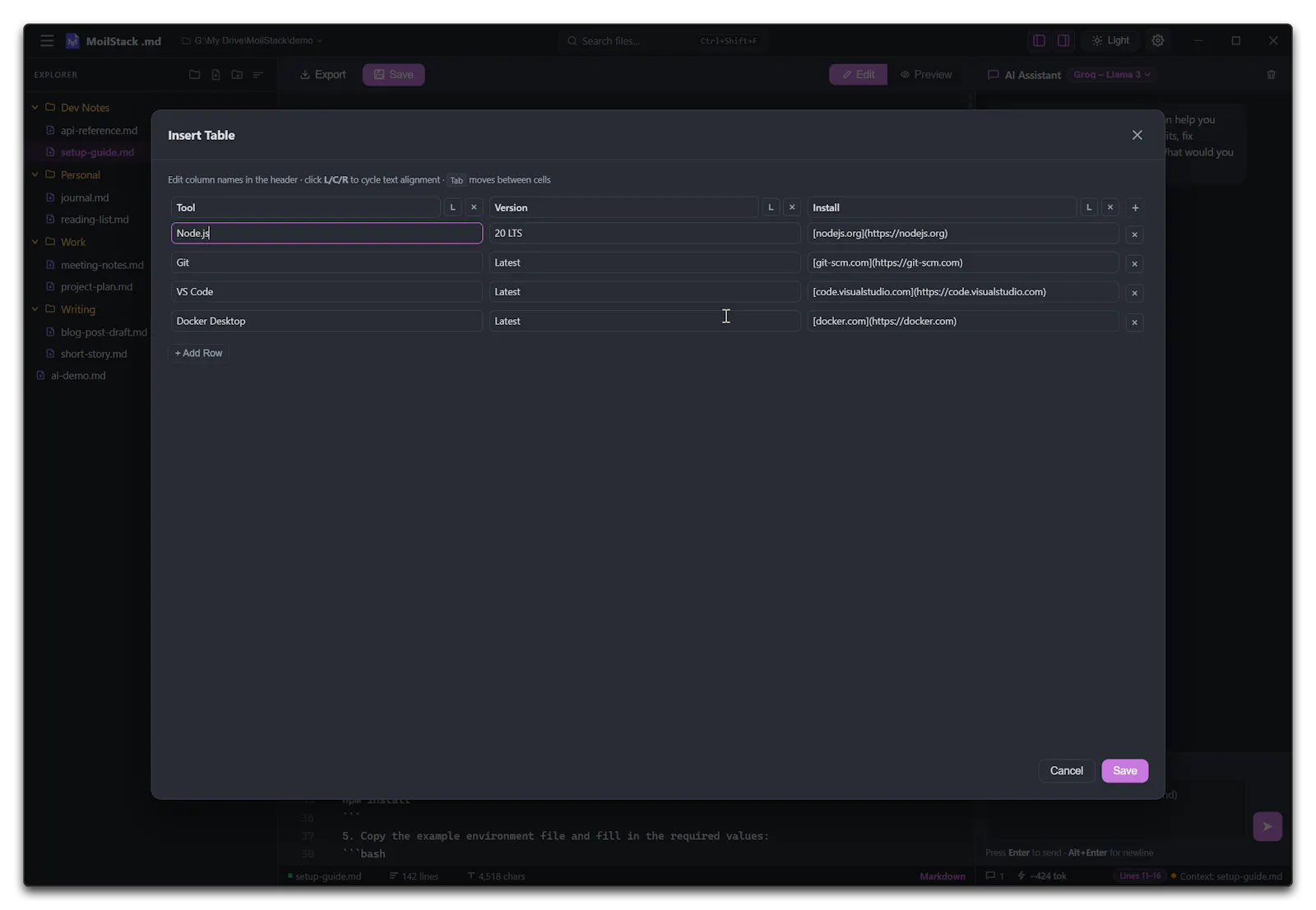 MoilStack .md (markdown) screenshot 5