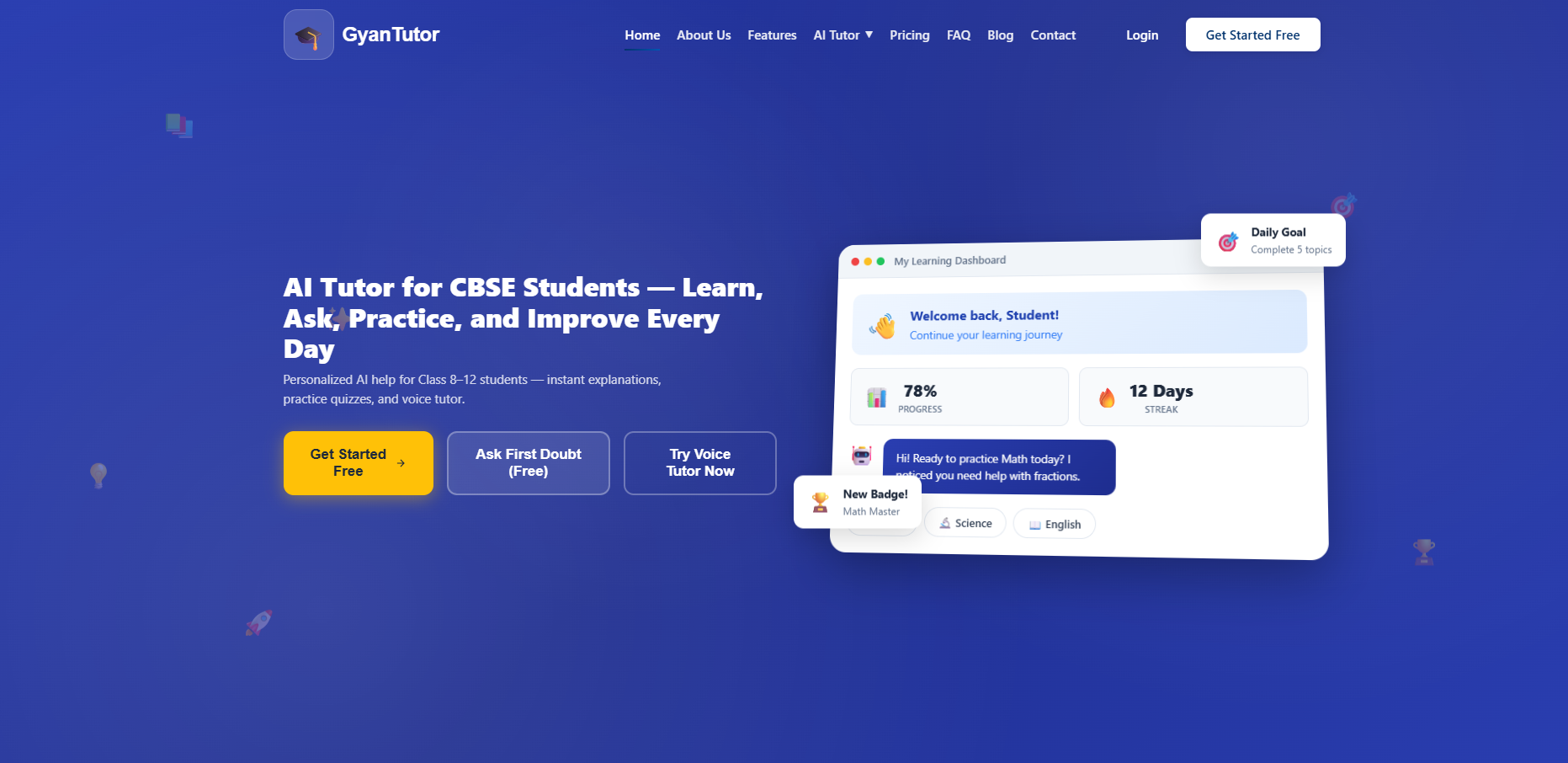 GyanTutor - Main product screenshot demonstrating key features and user interface