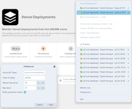Vercel Deployments Menu App (Linux) gallery image