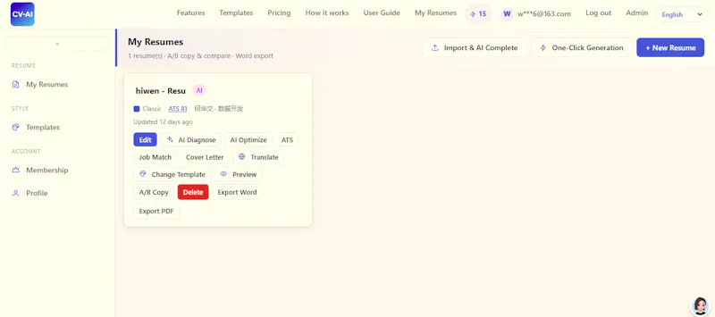 Use AI Optimize CV, ATS Check & Export screenshot 3