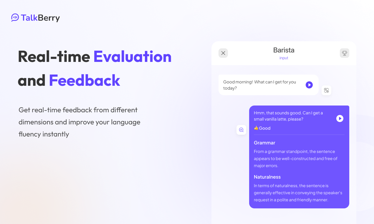 Talkberry - AI tarafından desteklenen kişisel dil öğretmeniniz medya 4