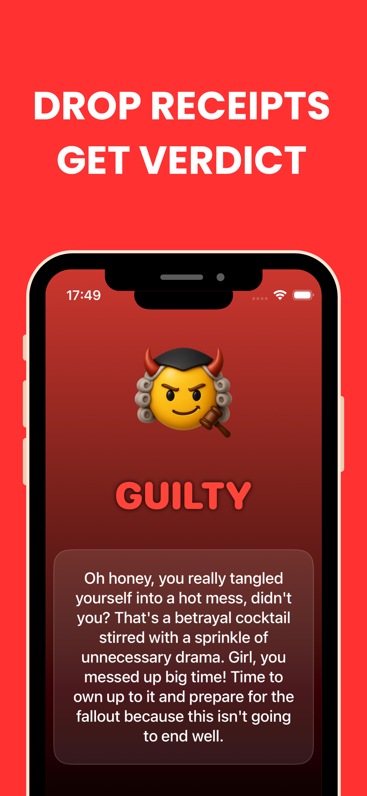 Media Chat Judge Conversation Court - AI courtroom that reads your message and delivers a Judge 2