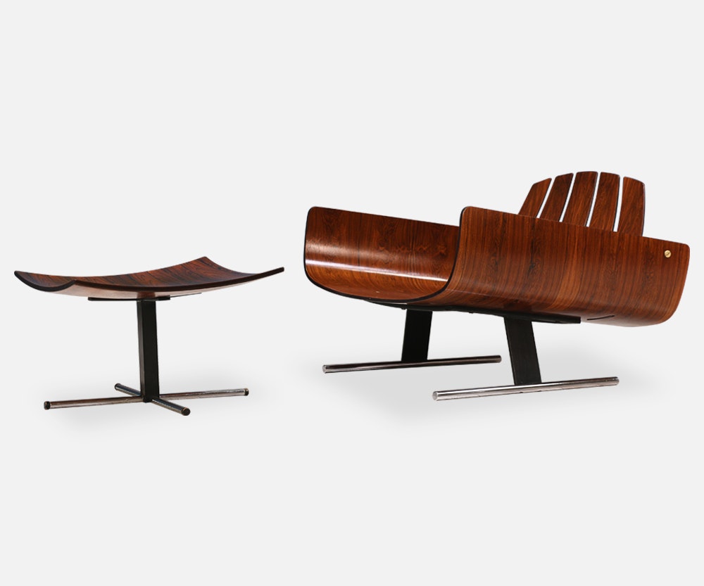 Jorge Zalszupin “Presidencial” Rosewood Lounge Chair with Ottoman