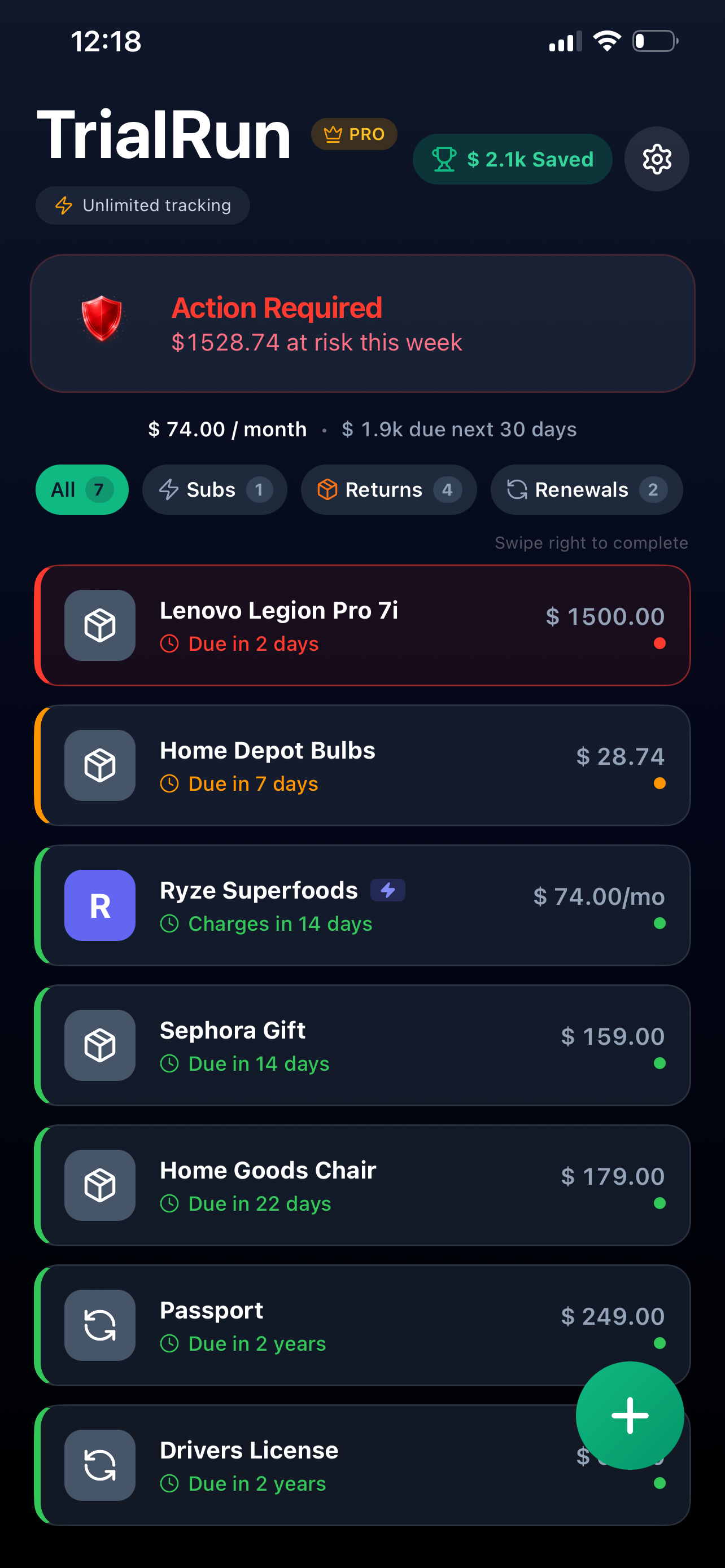 TrialRun: The alarm clock for your money gallery image