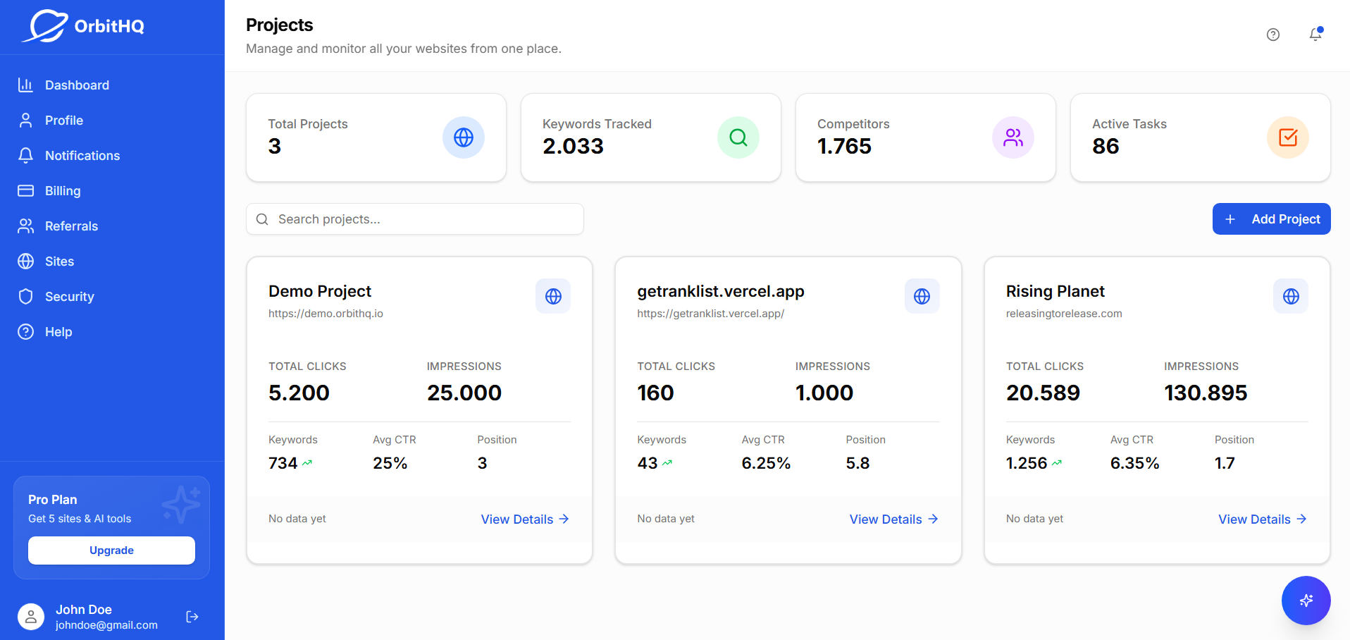 OrbitHQ - Screenshot 2 showing product features and functionality