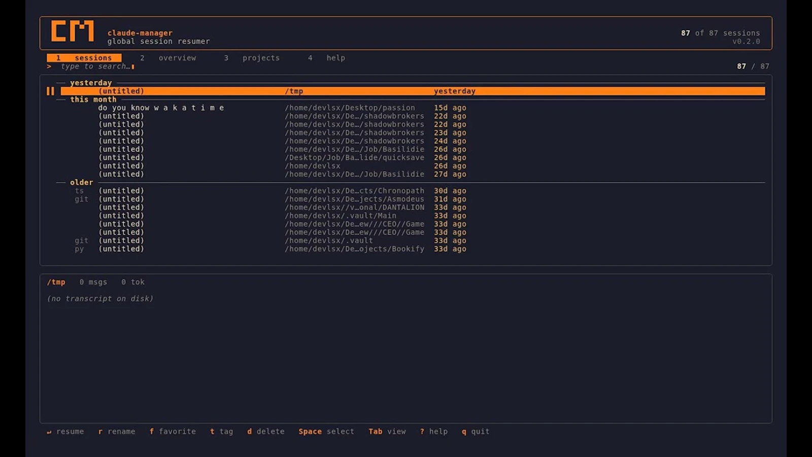 Claude Manager screenshot 1 (video preview)