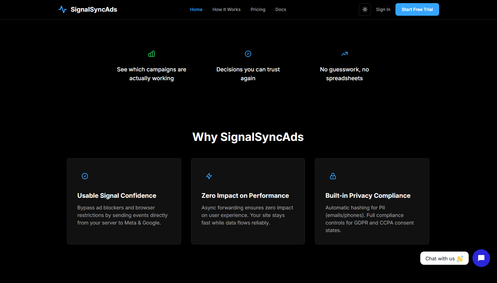 SignalSyncAds - Screenshot 2 showing product features and functionality
