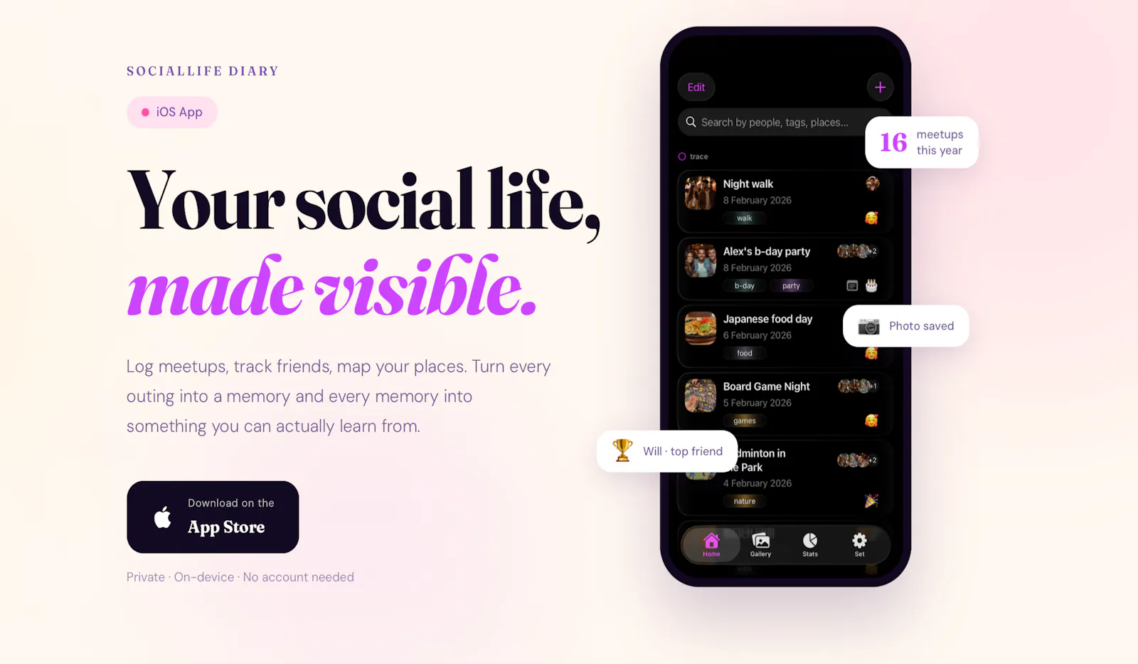 SocialLife Diary: Your Social Timeline  screenshot 1