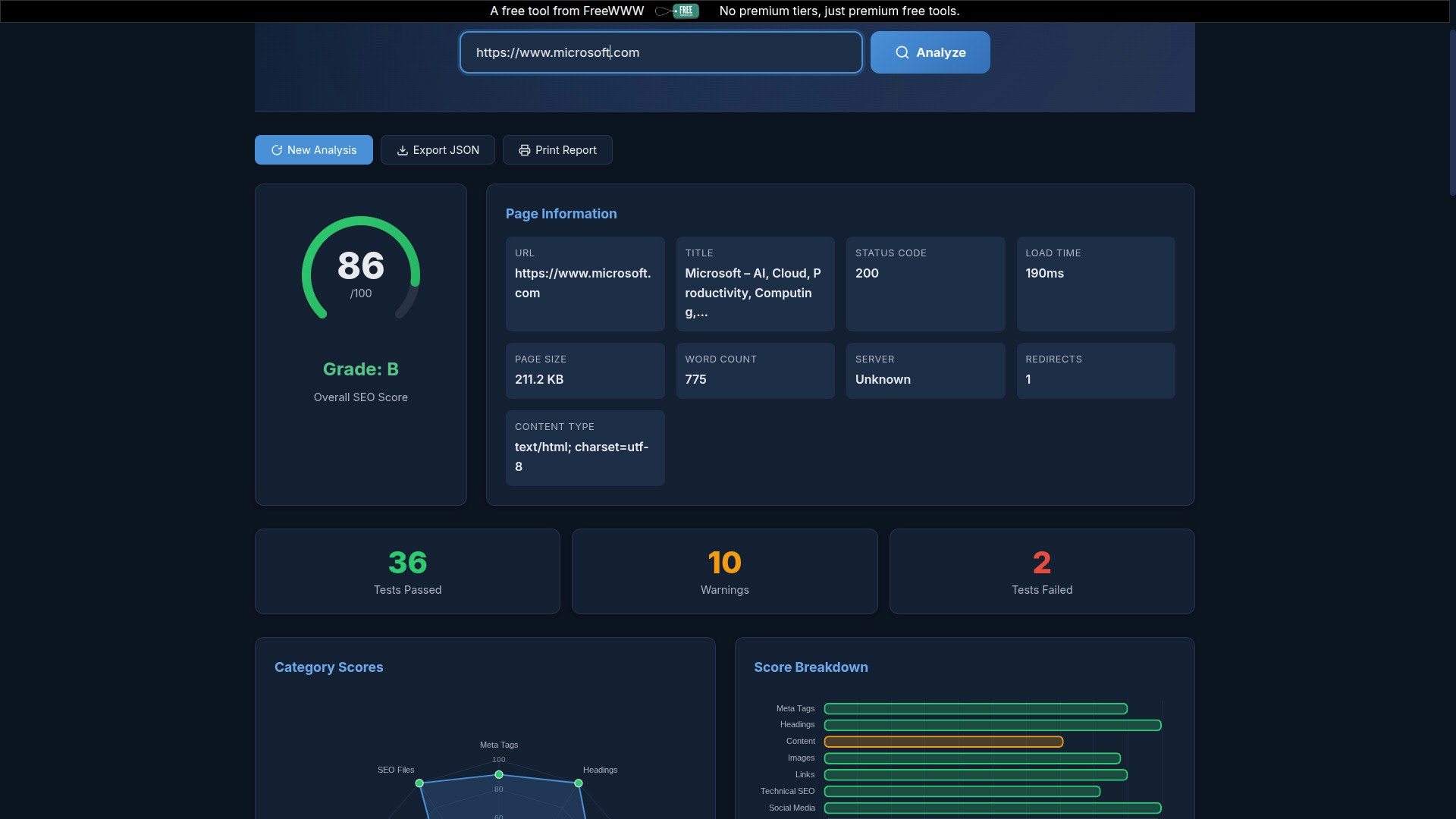 SEO Analyzer on Freewww gallery image