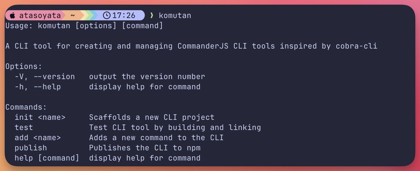 Mídia 2 de Comandante - Um kit de ferramentas da CLI para criar e gerenciar aplicativos de CLI datilografados