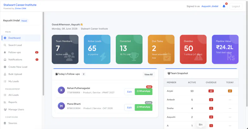 Ziniee CRM screenshot 3