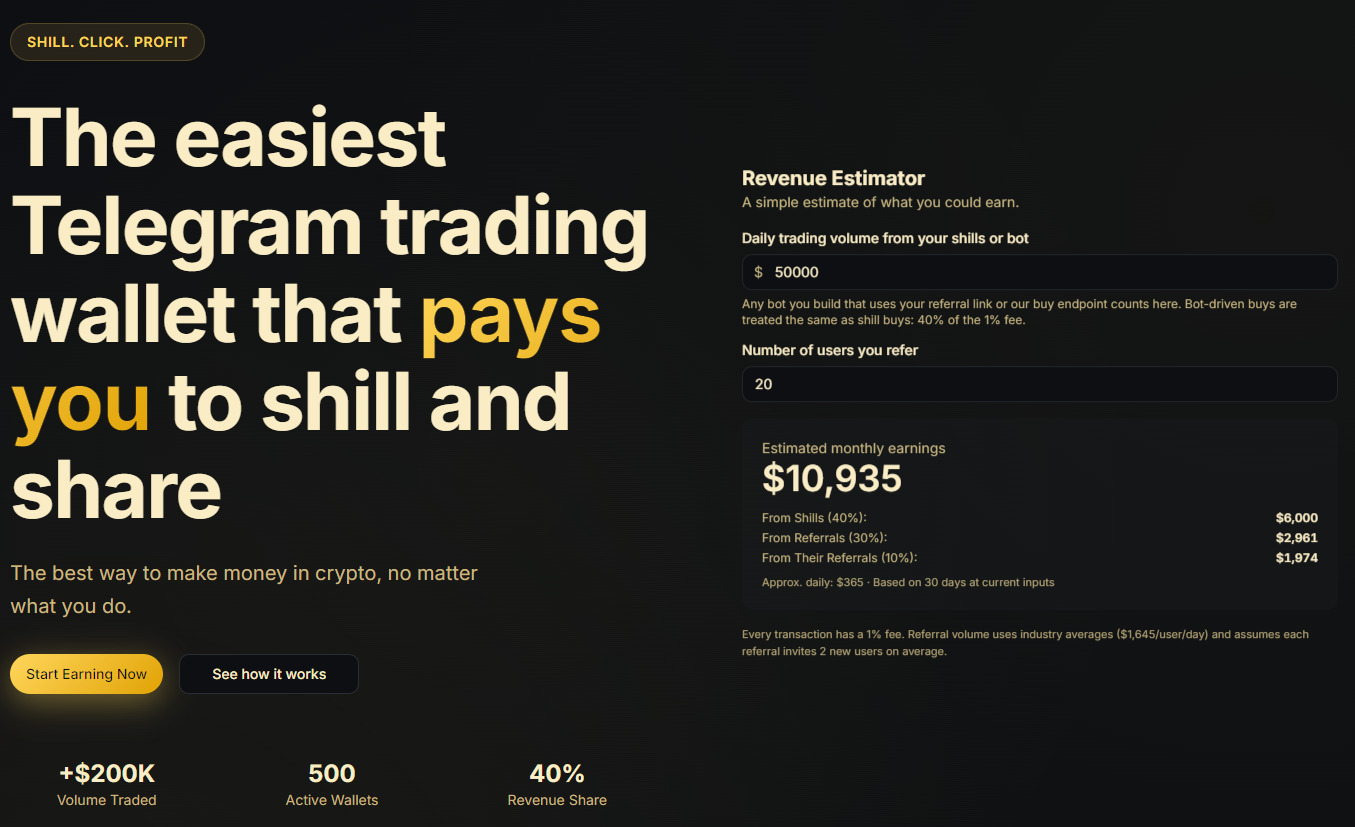Média Shillbill - Portefeuille de trading Solana télégramme natif 2