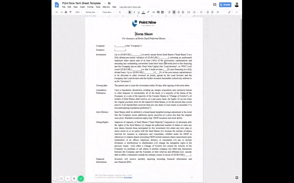 Two-page Term Sheet Image