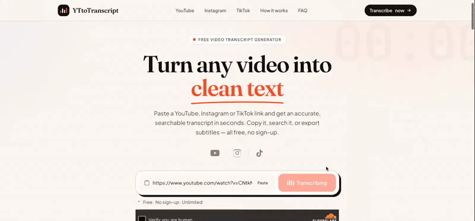 YTtoTranscript screenshot 1 (video preview)