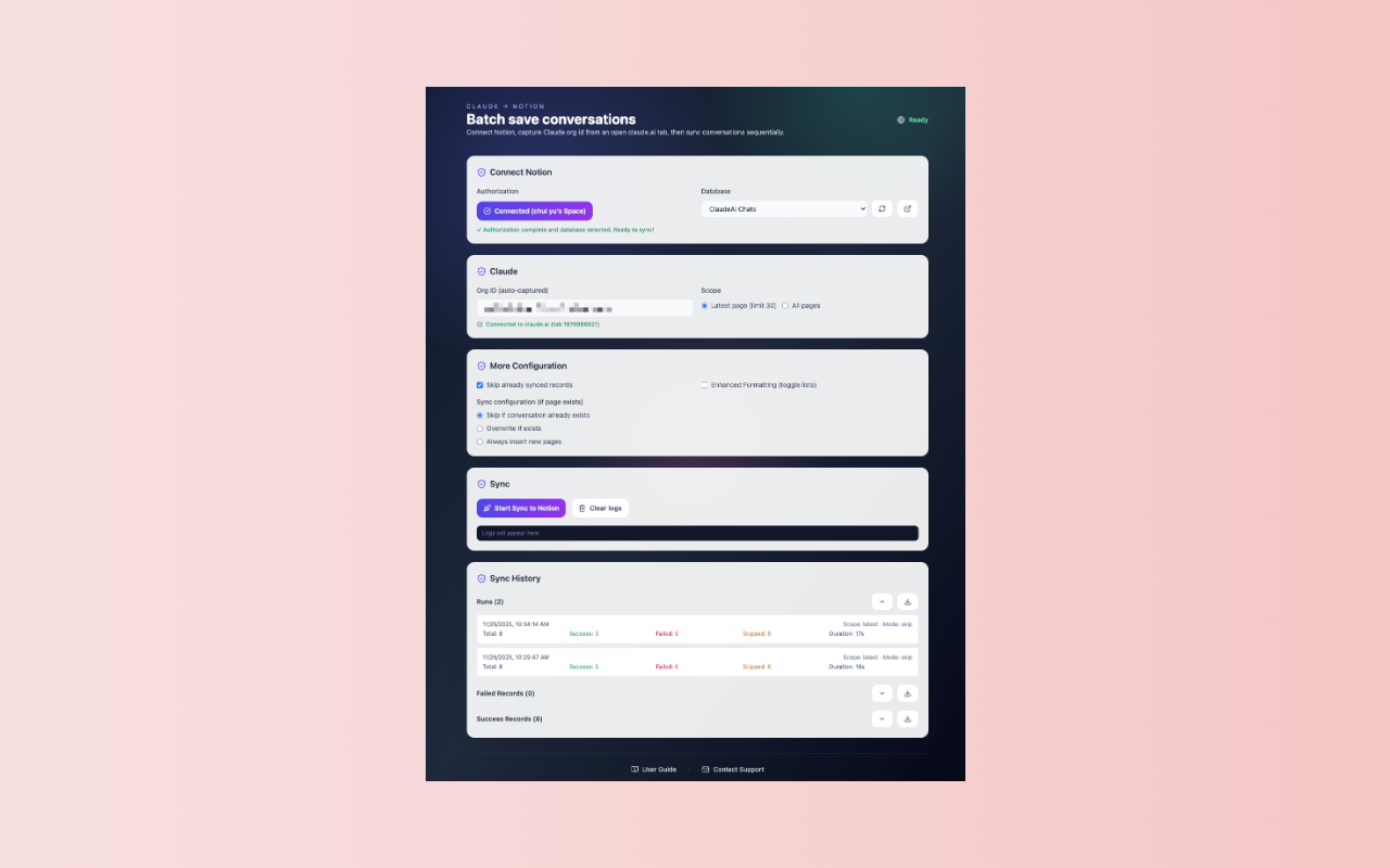 ClaudeAI to Notion: One-click export gallery image