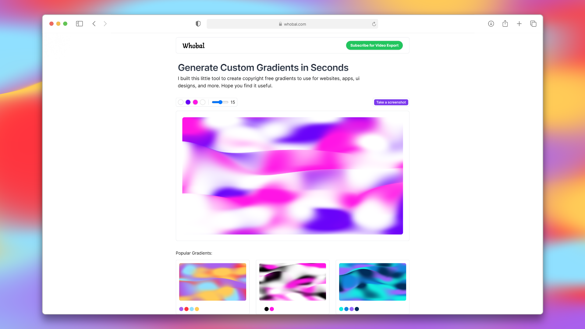 startuptile Whobal-Free Gradient Generator