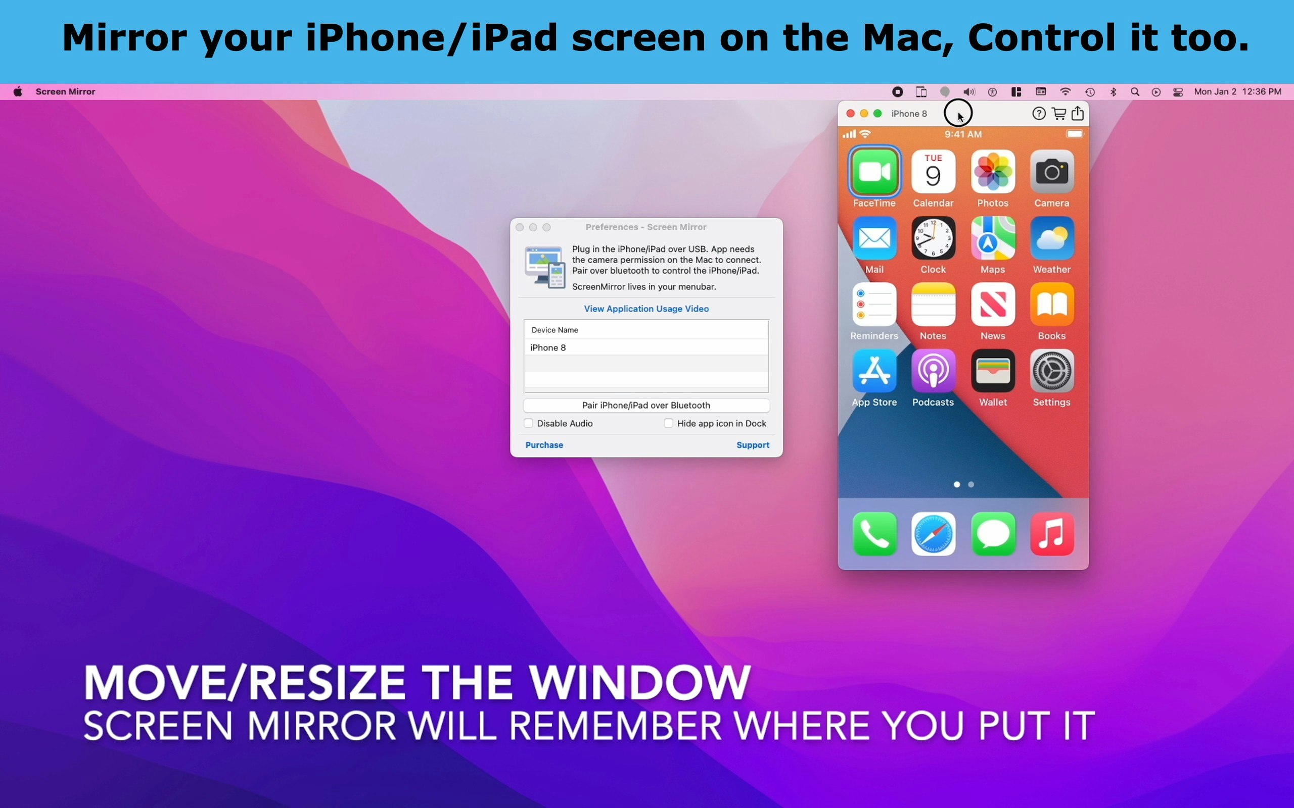 Mirador y control de pantalla - Vea y controle su iPhone/iPad en su pantalla Mac media 2