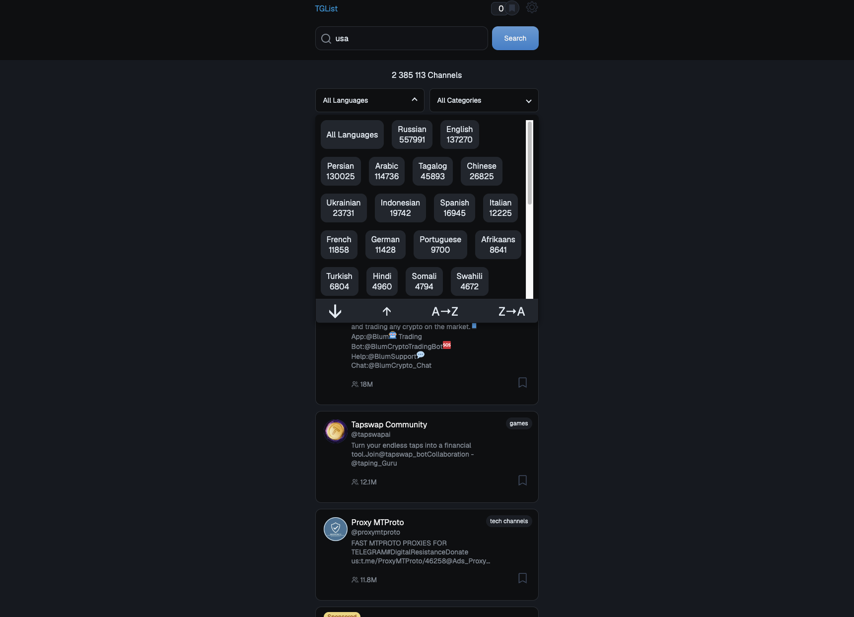 TGList - 2.3M+ Telegram Channels gallery image