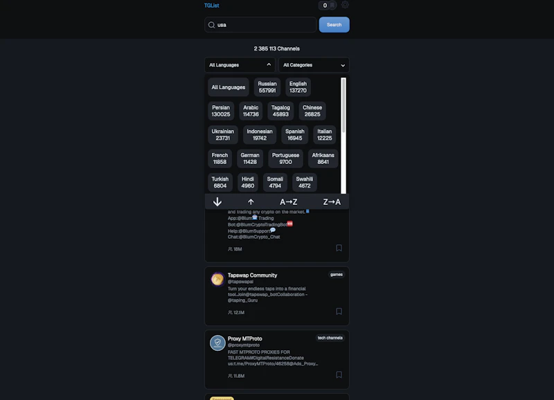 TGList - 2.3M+ Telegram Channels screenshot 5