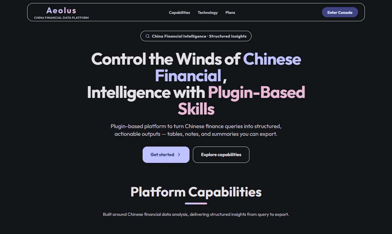 Aeolus AI - Financial Skill Platform 제품 배너
