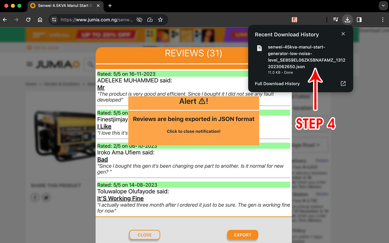 Jumia Revorts Extractor для Chrome media 6