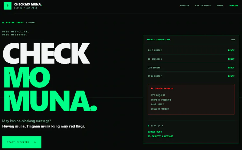 Check Mo Muna - AI Scam-Risk Analyzer screenshot 1