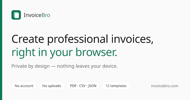 InvoiceBro - Free Invoices in Browser screenshot 1