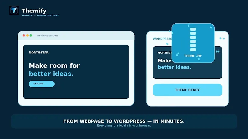 Themify Convert any website to WordPress screenshot 1 (video preview)