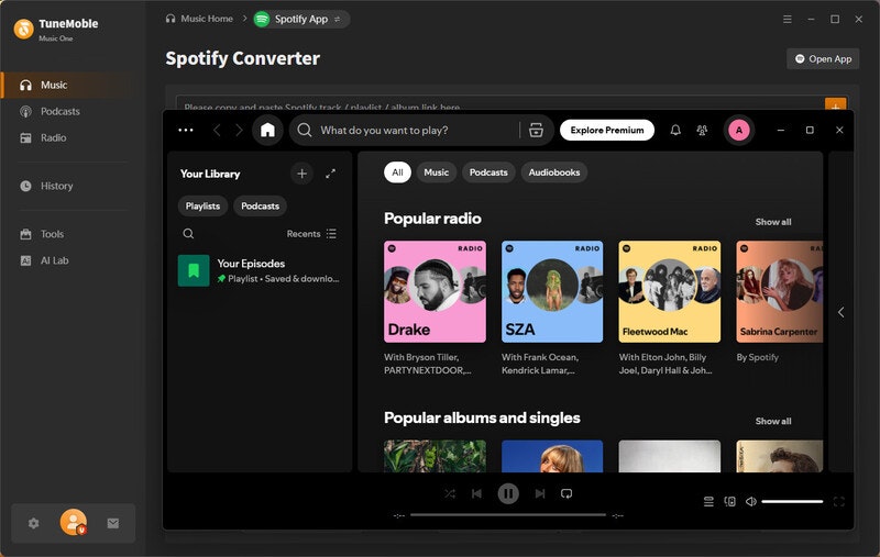 TuneMobie Music One - Screenshot 2 showing product features and functionality