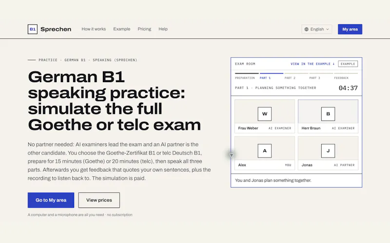 B1 Sprechen screenshot 1