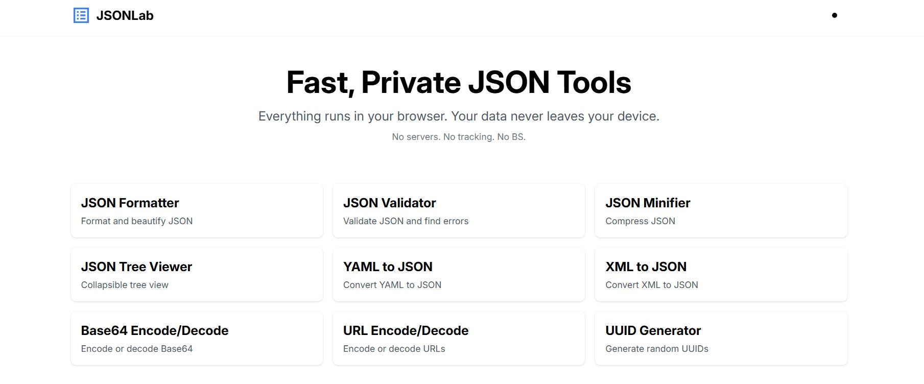 JSONLab - Main product screenshot demonstrating key features and user interface