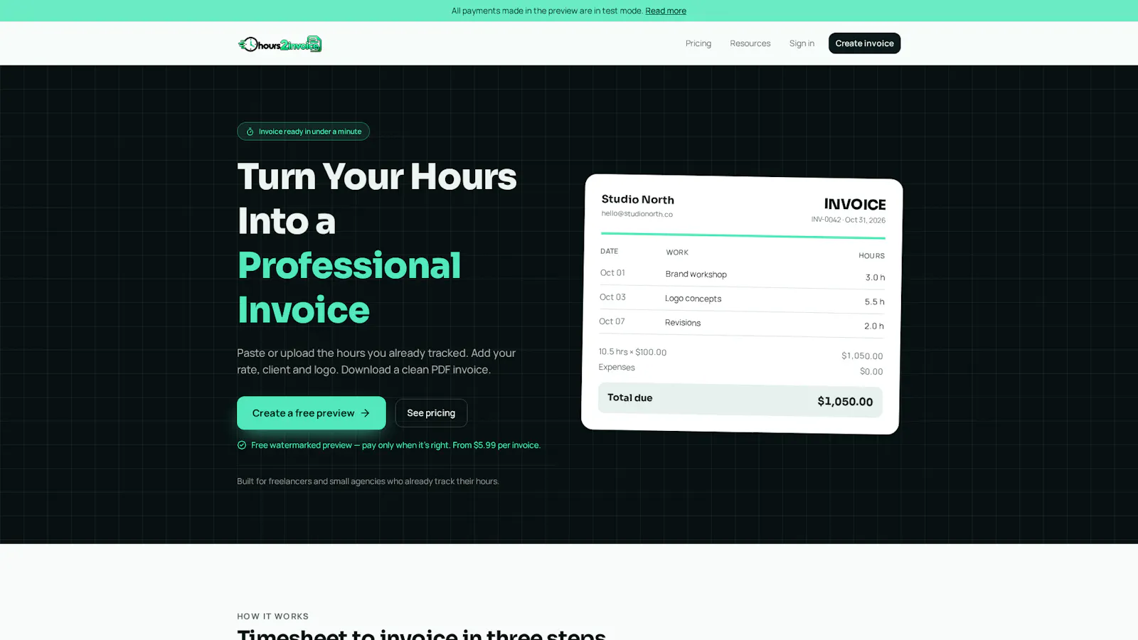 Hours 2 Invoice screenshot 1