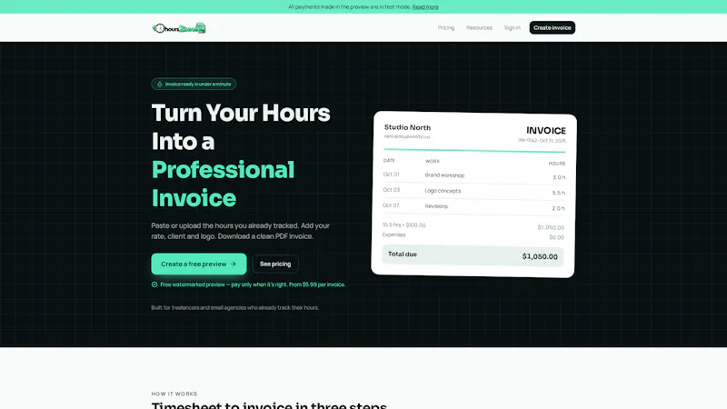 Hours 2 Invoice screenshot 1