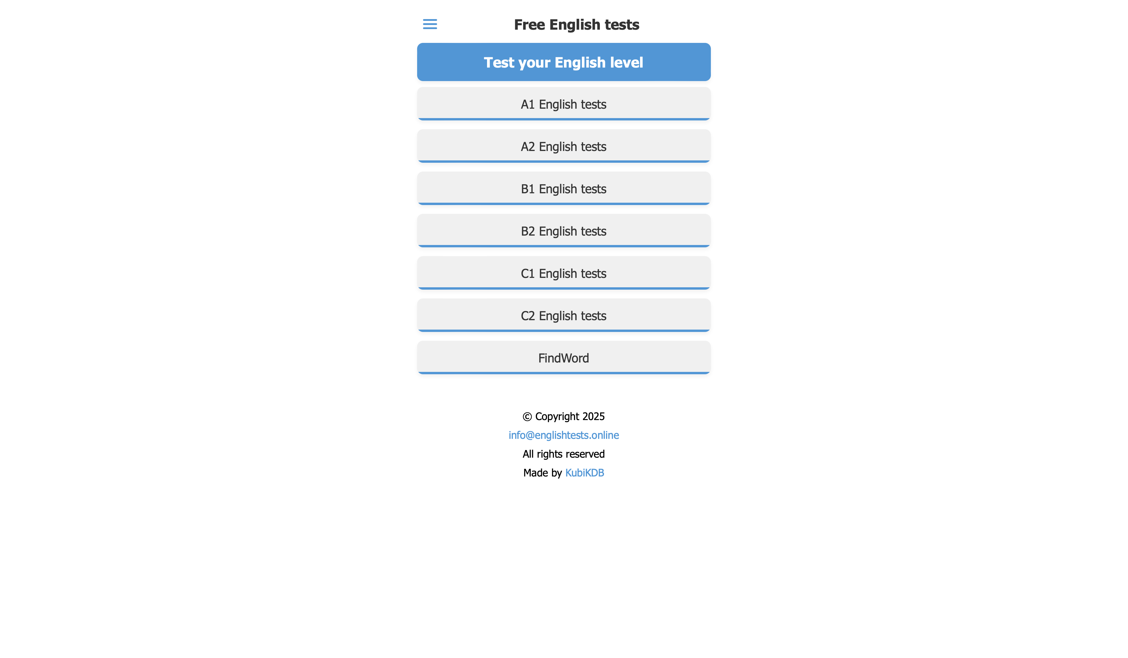 Média Tests anglais gratuits en ligne - Tests anglais gratuits pour tous les niveaux A1-C2 2