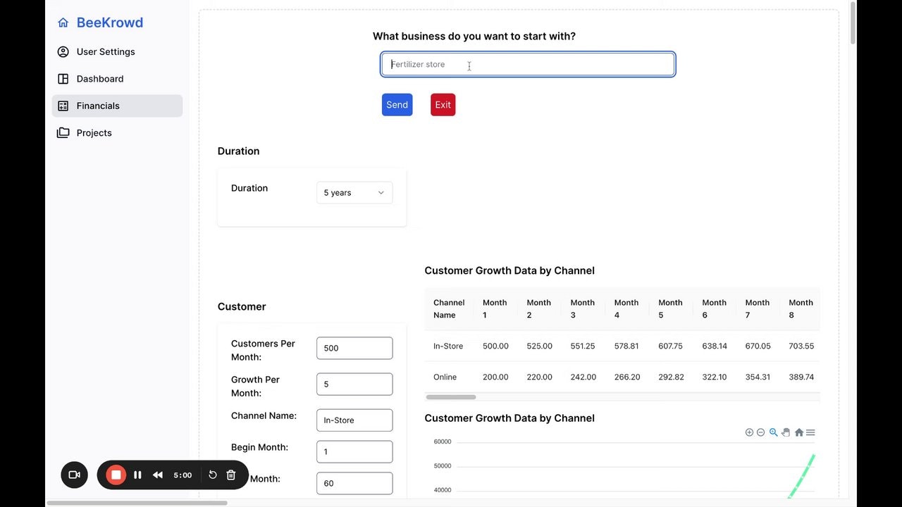 startuptile BeeKrowd-Building financial model and fundraising profile with AI