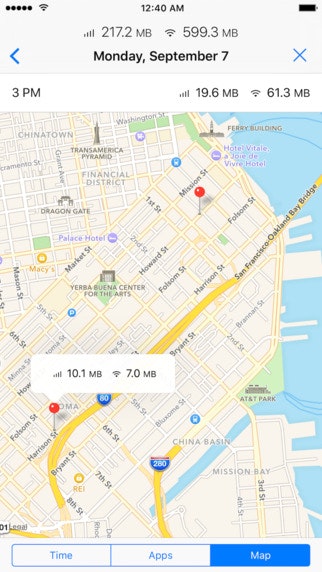 DataMan Pro tracks the apps that are running on your iPhone, so you can see how they affect your data usage. gallery image