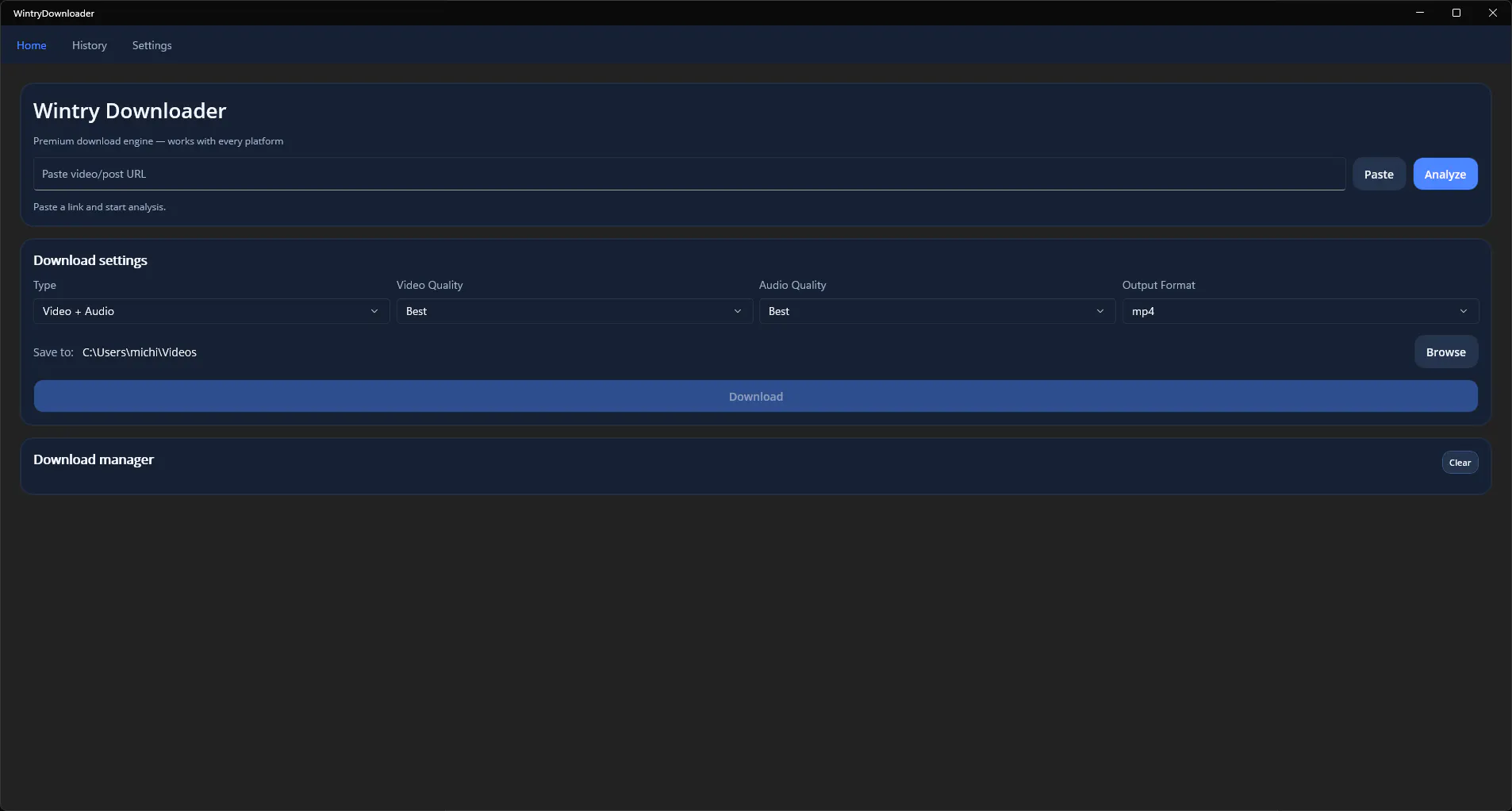Wintry Downloader のプロダクトバナー