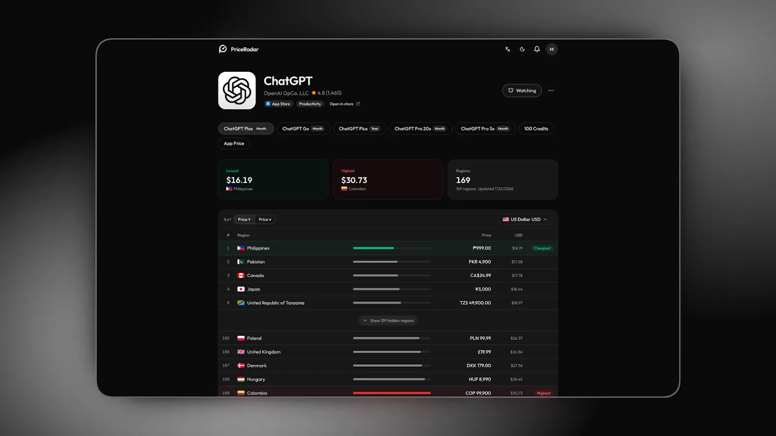 PriceRadar screenshot 1