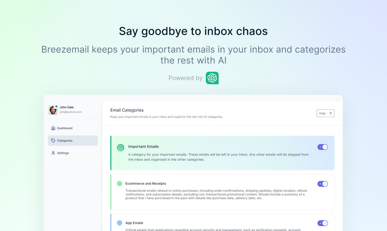 breezemail - Categorize your emails with AI